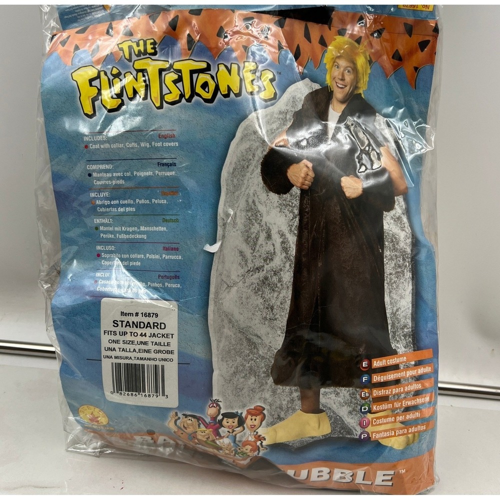 The Flintstones Barney Rubble Adult Costume Standard Size 44 Brown Missing Wig